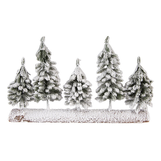 Clayre &amp; Eef   | Kerstdecoratie Kerstbomen Groen Wit 40x8x25 cm | 66434