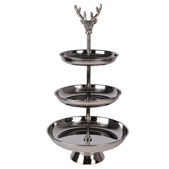 Clayre &amp; Eef   | Etag&egrave;re 3 laags Zilverkleurig &oslash; 26x48 cm | 6AL0079