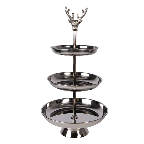 Clayre &amp; Eef   | Etag&egrave;re 3 laags Zilverkleurig &oslash; 26x48 cm | 6AL0079