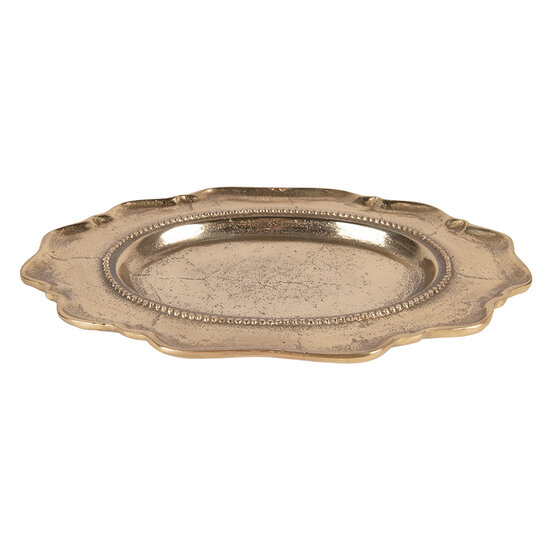 Clayre &amp; Eef   | Decoratie Schaal Goudkleurig 31x22x3 cm | 6AL0082