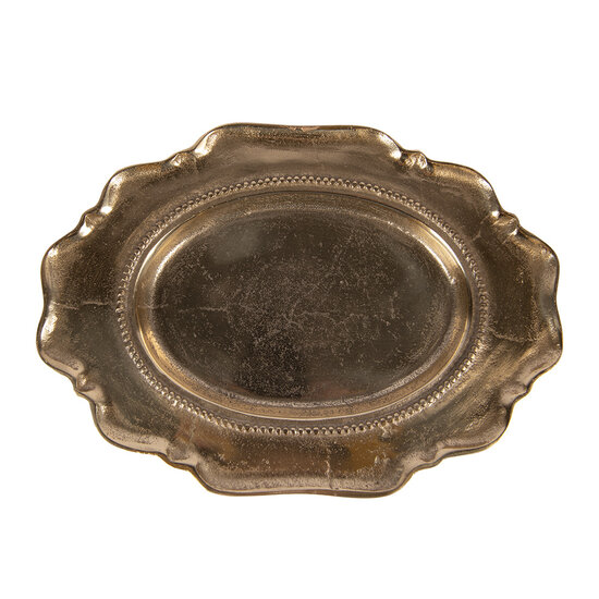 Clayre &amp; Eef   | Decoratie Schaal Goudkleurig 31x22x3 cm | 6AL0082