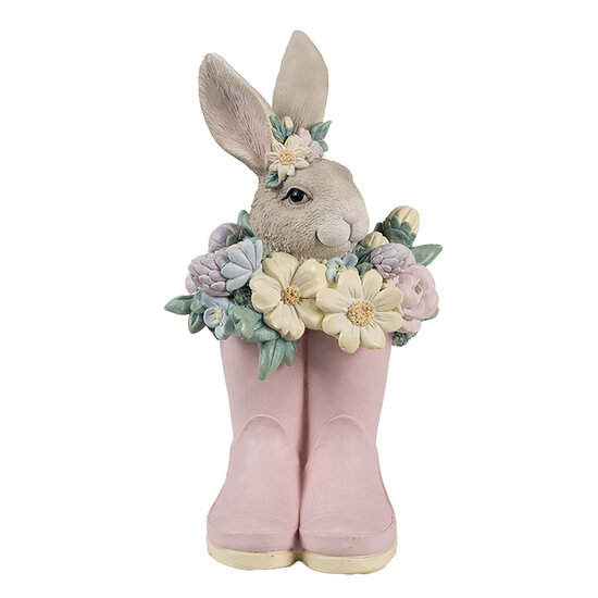 Clayre &amp; Eef   | Decoratie Beeld Konijn Beige Roze 13x13x23 cm | 6PR5167