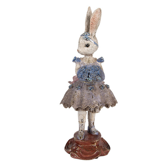 Clayre &amp; Eef   | Decoratie Konijn Beige Blauw 15x14x35 cm | 6PR6026