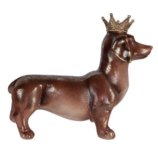 Clayre &amp; Eef   | Decoratie Hond Bruin 35x14x28 cm | 6PR6035