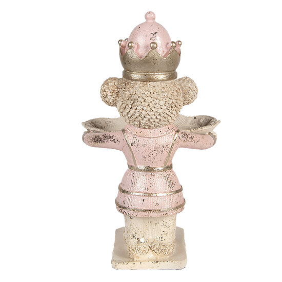 Clayre &amp; Eef   | Decoratie Beer met schaal Beige Roze 14x13x24 cm | 6PR6047