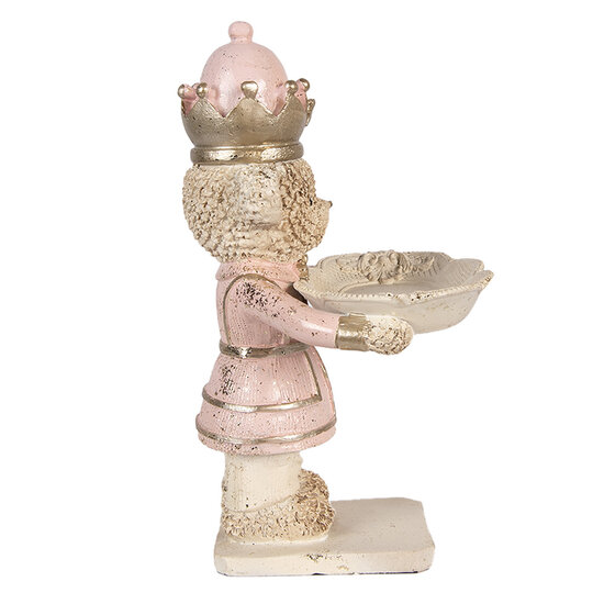 Clayre &amp; Eef   | Decoratie Beer met schaal Beige Roze 14x13x24 cm | 6PR6047