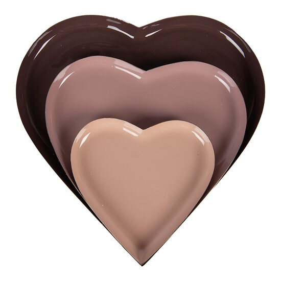 Clayre &amp; Eef   | Decoratieve Schalen (3) Roze 3 Kleuren &oslash; 24x1 / &oslash; 19x1 / &oslash; 13x1 cm | 6Y5974