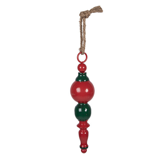 Clayre &amp; Eef   | Decoratie hanger Kerst Rood Groen &oslash; 8x33 cm | 6Y5979