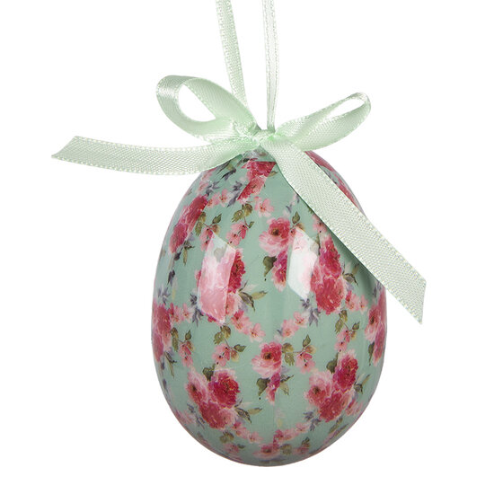 Clayre &amp; Eef   | Decoratie Hanger Ei (set 9) Wit Roze &oslash; 5x8 cm | 66453