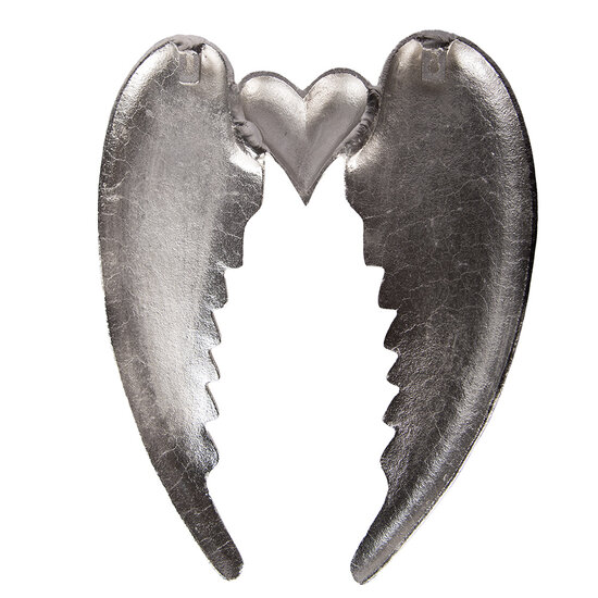 Clayre &amp; Eef   | Wanddecoratie Vleugels Zilverkleurig 38x3x46 cm | 6AL0074