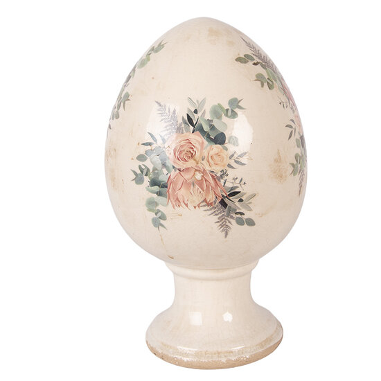 Clayre &amp; Eef   | Decoratie Ei op voet Beige Roze &oslash; 17x28 cm | 6CE2393XL