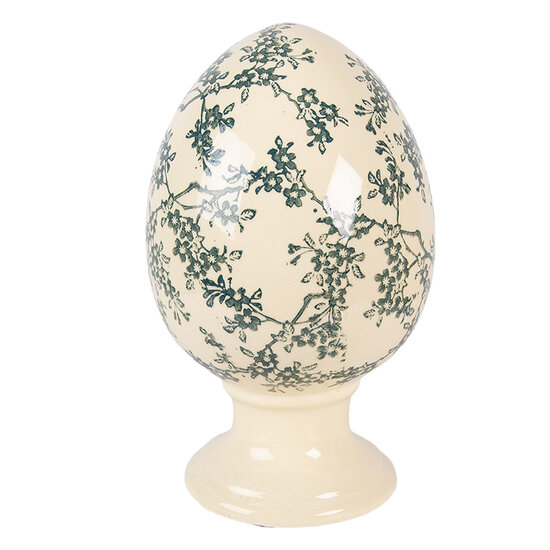 Clayre &amp; Eef   | Decoratie Ei op voet Geel Groen &oslash; 15x24 cm | 6CE2395L