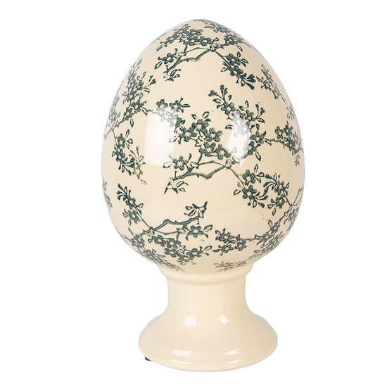 Clayre &amp; Eef   | Decoratie Ei op voet Geel Groen &oslash; 17x28 cm | 6CE2395XL