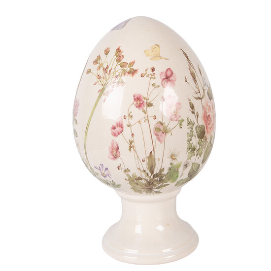 Clayre &amp; Eef   | Decoratie Ei op voet Beige Roze &oslash; 17x28 cm | 6CE2401XL