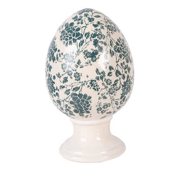 Clayre &amp; Eef   | Decoratie Ei op voet Beige Groen &oslash; 15x24 cm | 6CE2405L