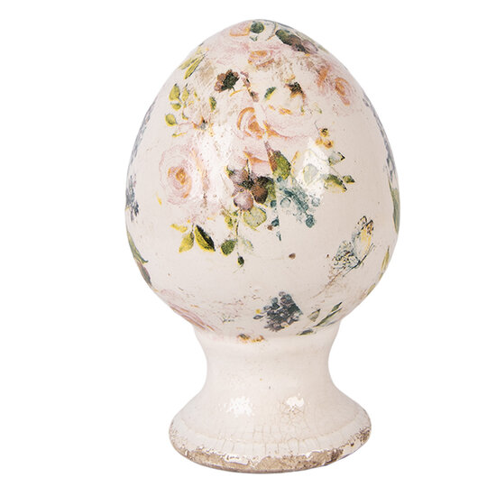 Clayre &amp; Eef   | Decoratie Ei op voet Beige Roze &oslash; 9x14 cm | 6CE2403S