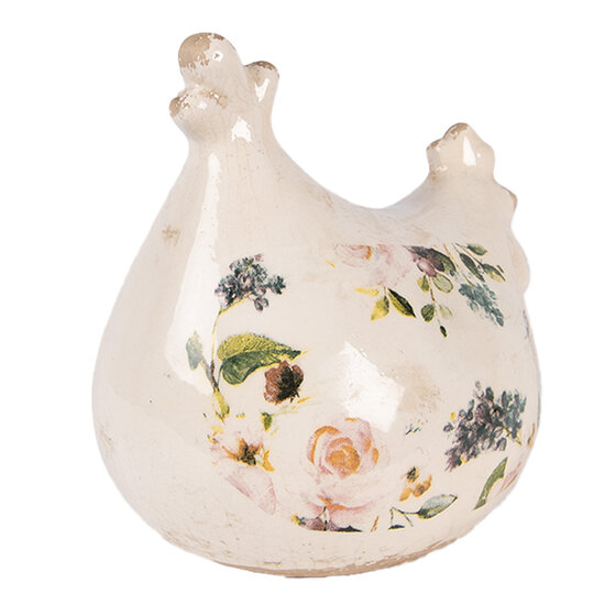 Clayre &amp; Eef   | Decoratie Kip Beige Roze 12x11x13 cm | 6CE2404