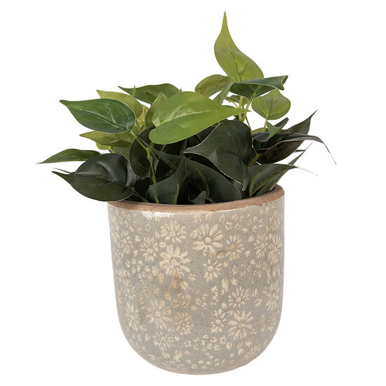 Clayre &amp; Eef   | Bloempot Binnen Grijs Beige &oslash; 20x19 cm | 6CE2409XL