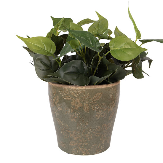 Clayre &amp; Eef   | Bloempot Binnen Groen Bruin &oslash; 18x17 cm | 6CE2410XL