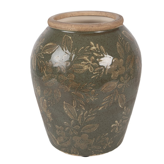 Clayre &amp; Eef   | Vaas Groen Bruin &oslash; 15x18 cm | 6CE2411M