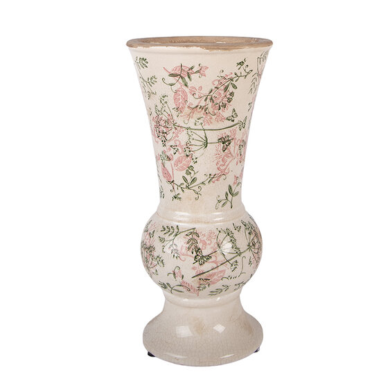 Clayre &amp; Eef   | Vaas Beige Groen &oslash; 15x32 cm | 6CE2412M