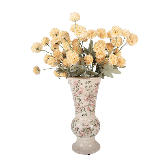 Clayre &amp; Eef   | Vaas Beige Groen &oslash; 15x32 cm | 6CE2412M