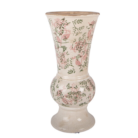 Clayre &amp; Eef   | Vaas Beige Groen &oslash; 15x32 cm | 6CE2412M