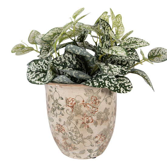 Clayre &amp; Eef   | Bloempot Binnen Beige Groen &oslash; 17x17 cm | 6CE2415L