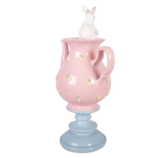 Clayre &amp; Eef   | Decoratie theepot met konijnen Roze Wit 22x14x35 cm | 6PR5940