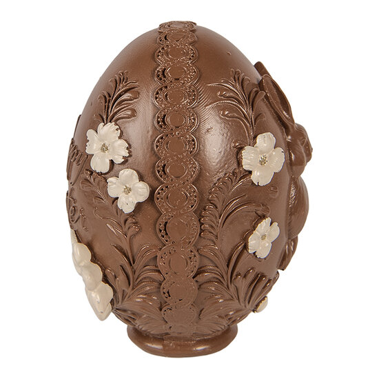 Clayre &amp; Eef   | Decoratie Ei Bruin Wit &oslash; 9x13 cm | 6PR6012