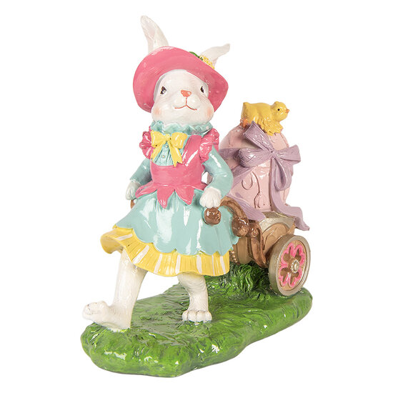 Clayre &amp; Eef   | Decoratie Konijn Wit Groen 19x11x23 cm | 6PR5949