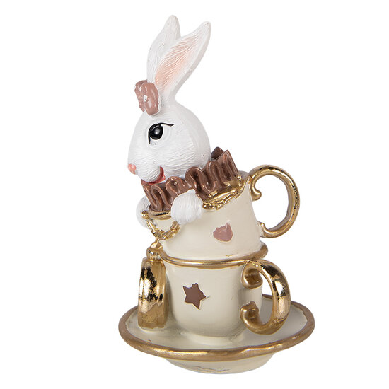 Clayre &amp; Eef   | Decoratie Konijn Wit Beige 8x8x14 cm | 6PR5971