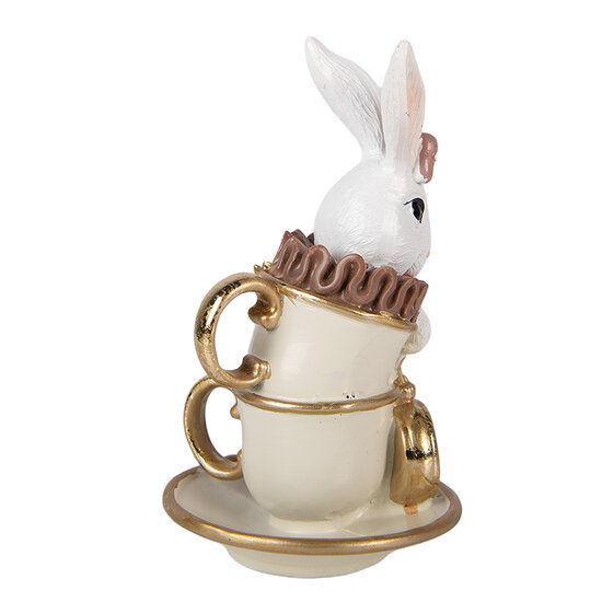 Clayre &amp; Eef   | Decoratie Konijn Wit Beige 8x8x14 cm | 6PR5971