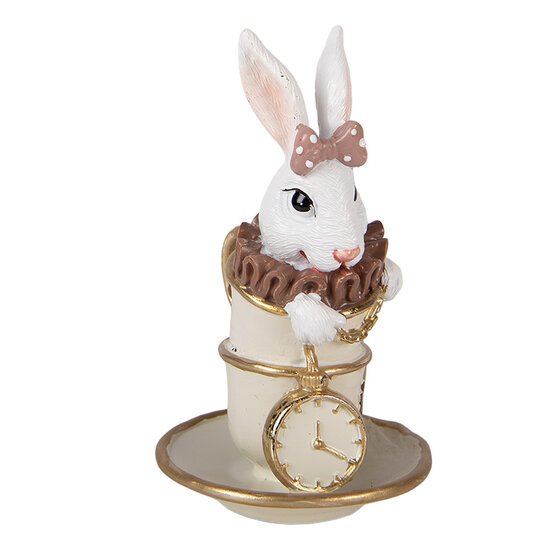 Clayre &amp; Eef   | Decoratie Konijn Wit Beige 8x8x14 cm | 6PR5971