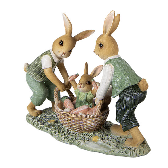 Clayre &amp; Eef   | Decoratie Konijnen Bruin Groen 17x7x14 cm | 6PR5977