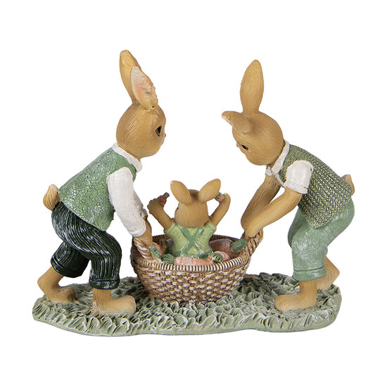 Clayre &amp; Eef   | Decoratie Konijnen Bruin Groen 17x7x14 cm | 6PR5977