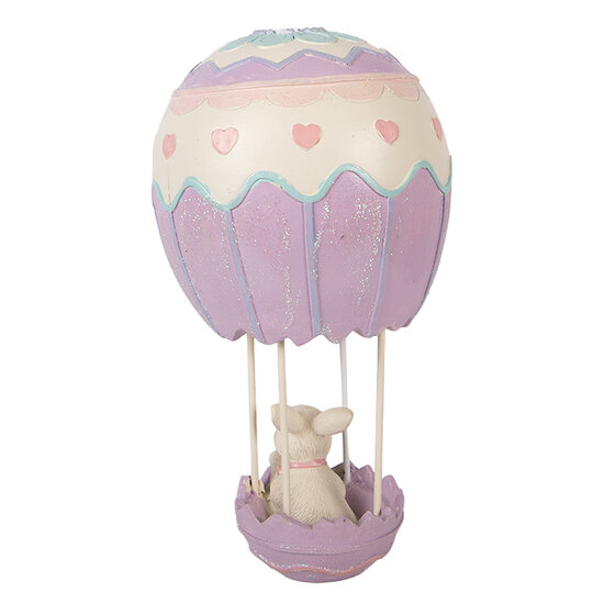 Clayre &amp; Eef   | Decoratie Konijn in luchtballon Beige Paars &oslash; 12x20 cm | 6PR5982