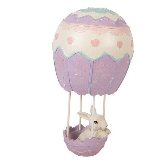 Clayre &amp; Eef   | Decoratie Konijn in luchtballon Beige Paars &oslash; 12x20 cm | 6PR5982
