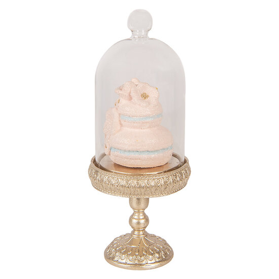 Clayre &amp; Eef   | Glazen Stolp met decoratie Goudkleurig Roze &oslash; 7x17 cm | 6PR6011