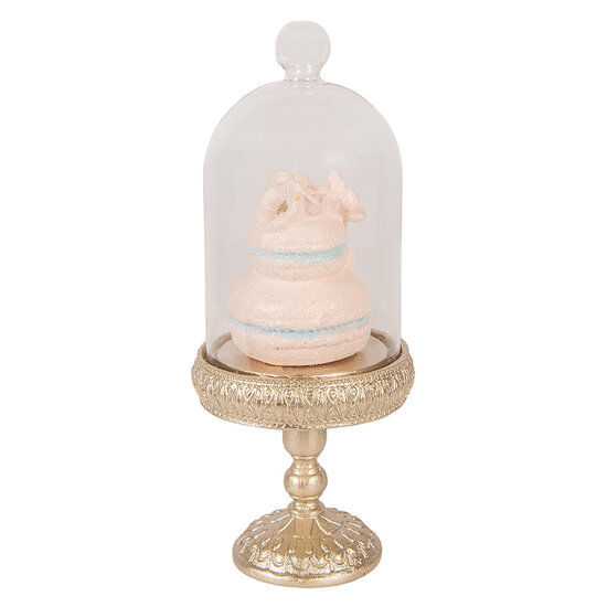 Clayre &amp; Eef   | Glazen Stolp met decoratie Goudkleurig Roze &oslash; 7x17 cm | 6PR6011