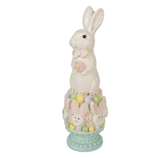 Clayre &amp; Eef   | Decoratie Konijn Wit Roze 12x11x34 cm | 6PR6015