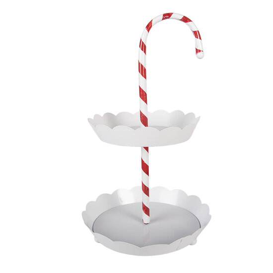 Clayre &amp; Eef   | Etag&egrave;re zuurstok 2 laags Wit Rood &oslash; 29x47 cm | 6Y5981