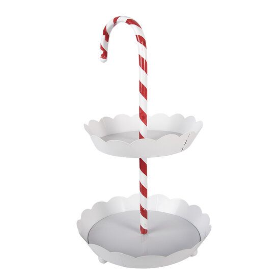 Clayre &amp; Eef   | Etag&egrave;re zuurstok 2 laags Wit Rood &oslash; 29x47 cm | 6Y5981