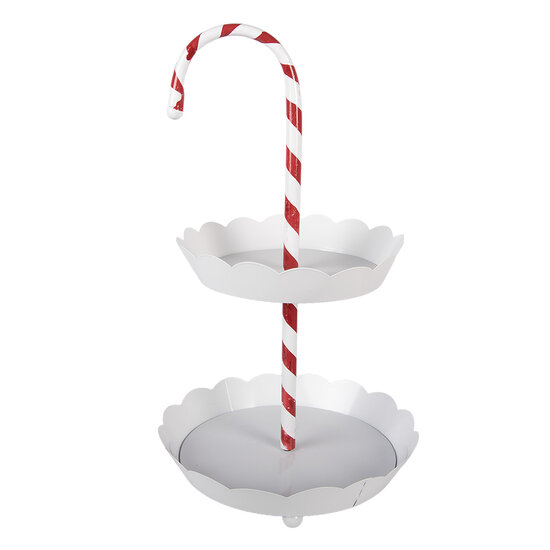 Clayre &amp; Eef   | Etag&egrave;re zuurstok 2 laags Wit Rood &oslash; 29x47 cm | 6Y5981