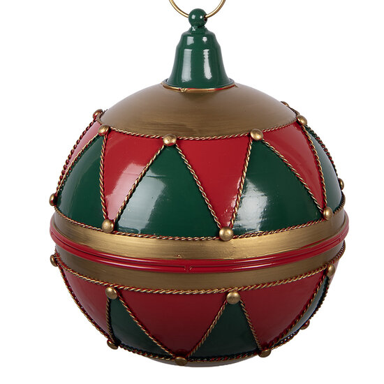 Clayre &amp; Eef   | Decoratie Kerstbal Rood Groen &oslash; 31x36 cm | 6Y5985