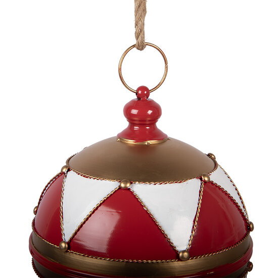 Clayre &amp; Eef   | Decoratie Kerstbal Rood Wit &oslash; 31x36 cm | 6Y5986