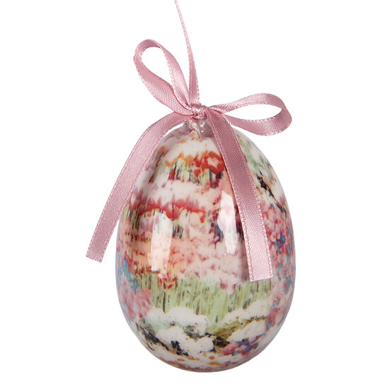 Clayre &amp; Eef   | Decoratie Hanger Ei (set 9) Wit Roze &oslash; 5x8 cm | 66445