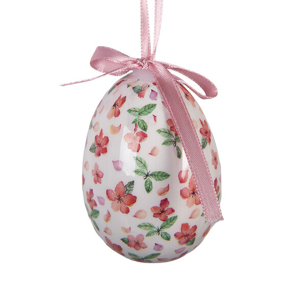 Clayre &amp; Eef   | Decoratie Hanger Ei (set 9) Roze Wit &oslash; 5x8 cm | 66449