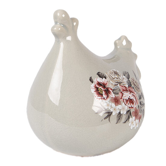 Clayre &amp; Eef   | Decoratie Kip Grijs Roze 12x11x13 cm | 6CE2400
