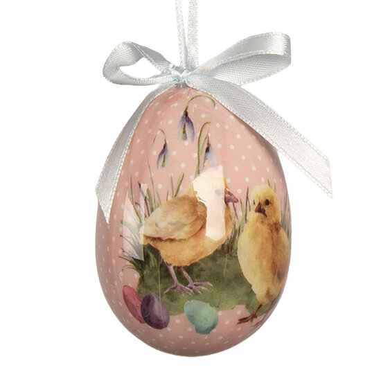 Clayre &amp; Eef   | Decoratie Hanger Ei (set 9) Blauw Wit &oslash; 5x8 cm | 66446